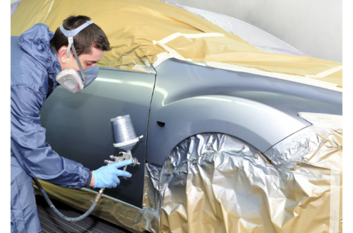 repainting a car panel
